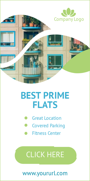 Шаблон рекламного банера — Best Prime Flats — Розташування, Паркування, Фітнес-центр
