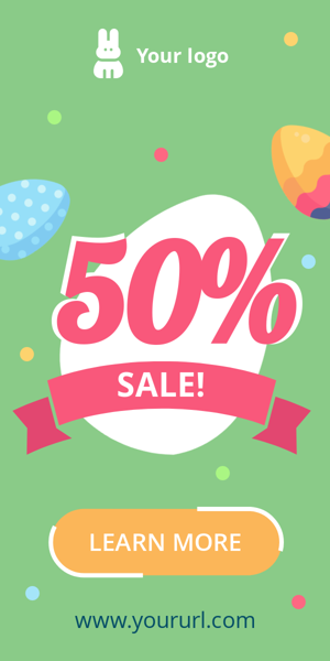Шаблон рекламного банера — Великдень — знижка 50%!