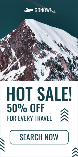 Banner ad template — Hot Sale! — 50% Off on Every Trip