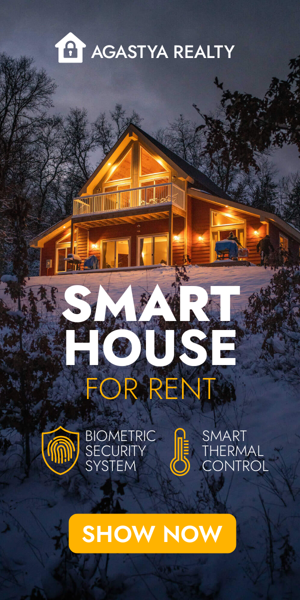 Banner ad template — Smart House For Rent — Biometric Security System Smart Thermal Control