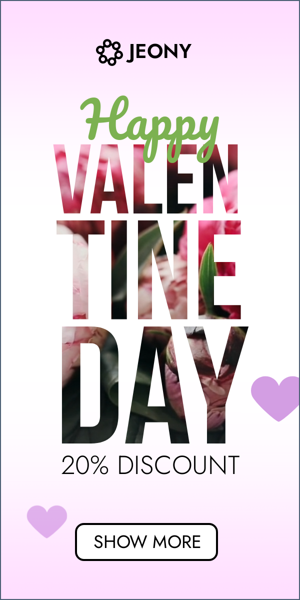 Banner ad template — Happy Valentine Day — 20% Discount