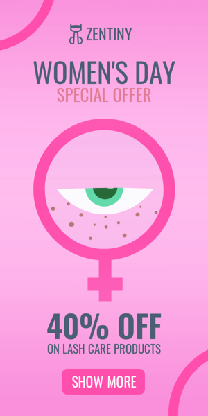 Banner ad template — Women’s Day Special Offer — 40% Off On Lash Care Products