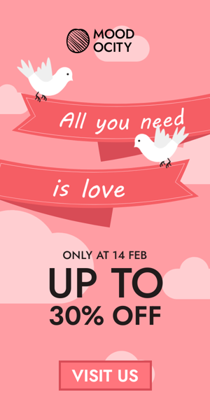 Banner ad template — All You Need Is Love — Only On 14 Feb Up To 30% Off