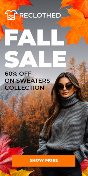 Szablon reklamy banerowej — Wyprzedaż jesienna — 60% zniżki na kolekcję swetrów