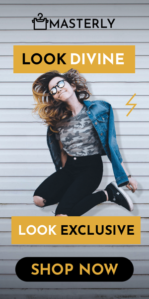 Banner ad template — Look Divine, Look Exclusive — Clothes Store