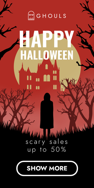 Szablon reklamy banerowej — Wesołego Halloween — Straszne wyprzedaże do 50%