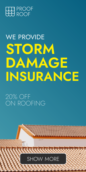 Banner ad template — We Provide Storm Damage Insurance — 20% Off On Roofing