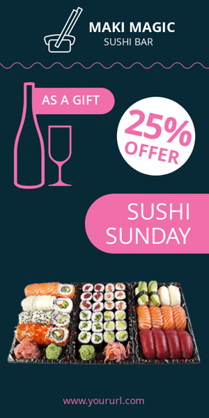 Banner ad template — Sushi Sunday — 25% Off Wine As A Gift
