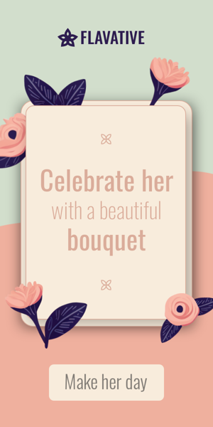 Banner ad template — Celebrate Her With A Beautiful Bouquet — Women's Day