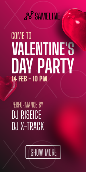 Banner ad template — Come To Valentine's Day Party — 14 Feb -10 PM Performance By DJ Riseice DJ X-track