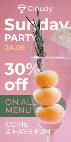 Szablon reklamy banerowej — Sunday Party — 30% zniżki na całe menu Zapraszamy do zabawy