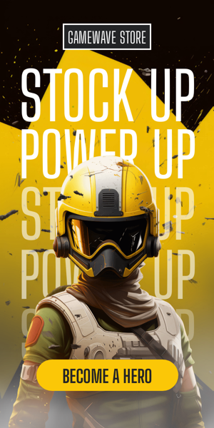 Banner ad template — Stock Up Power Up — Gaming