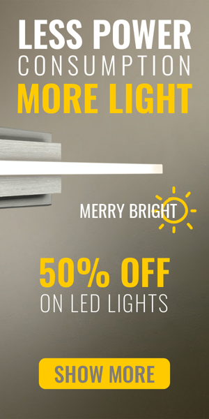 Banner ad template — Less Power Consumption More Light — 50% Off On LED Lights