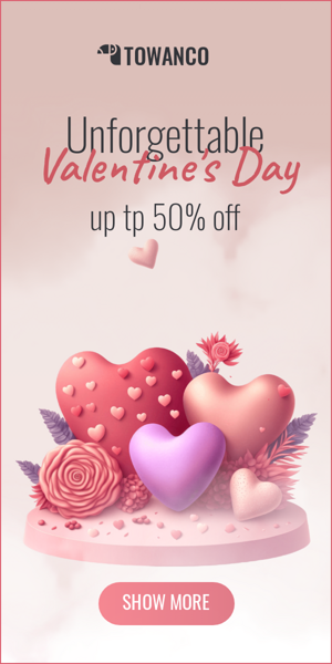 Szablon reklamy banerowej — Unvergesslicher Valentinstag — Bis zu 50 % Rabatt