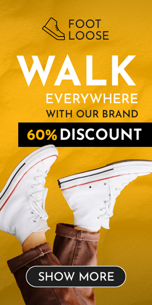 Banner ad template — Walk Everywhere With Our Brand — 60% Discount