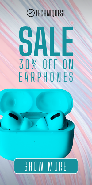 バナー広告テンプレート— セール — イヤホン30％オフ