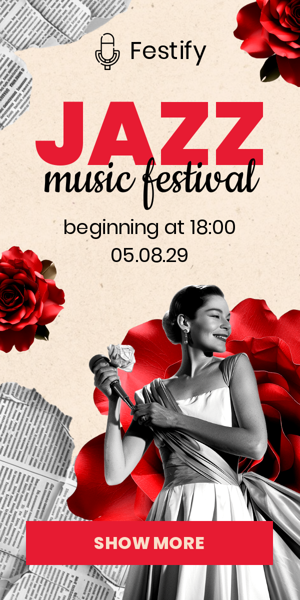 Banner ad template — Jazz Music Festival — Beginning At 18:00 05/08/29