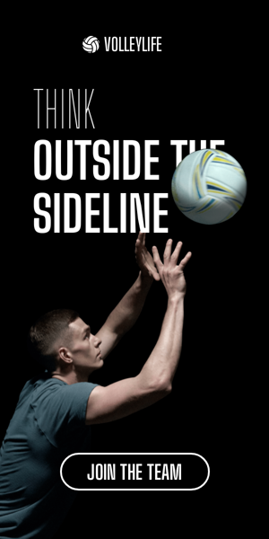 Szablon reklamy banerowej — Denke über die Seitenlinie hinaus – Volleyball