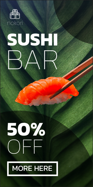 Szablon reklamy banerowej — Sushi Bar — 50 % Rabatt