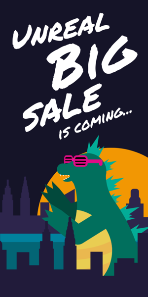 Banner ad template — Unreal Big Sale Is Coming — Cyber Monday Up To 80% Off